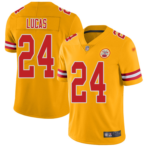 Men Kansas City Chiefs #24 Lucas Jordan Limited Gold Inverted Legend Football Nike NFL Jersey